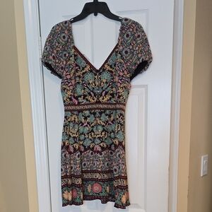 Alice + Olivia Black and Green Flutter Sleeve Sundress